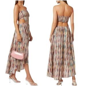 MISA Myka Ikat Strapless Cutout Smocked Cotton Blend Dress Size XS NWT $ 415.00